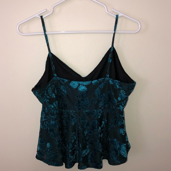 Wild Fable Flouncy Velvet Floral Teal Cami - Picture 4 of 4